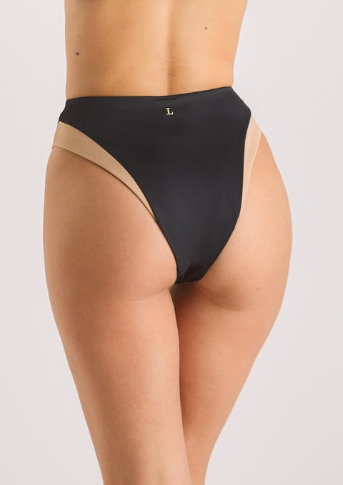 Monaco High-Waisted Brazilian Bikini Briefs - Black