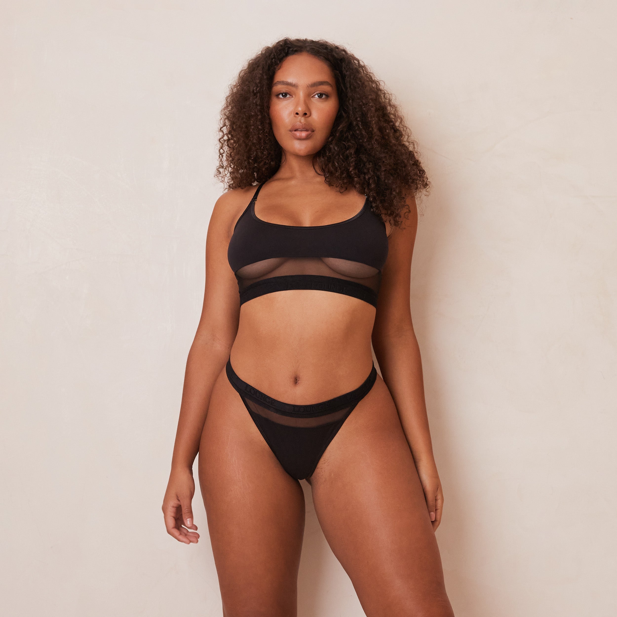 Vibes Creepin' It Real Caged Bralette & Thong Panty Black L/xl 