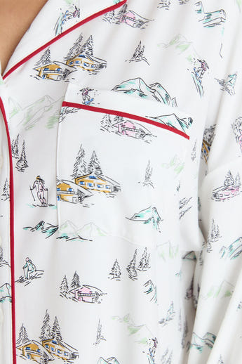 Alpine Dreams Pajama Shirt - Ski Print