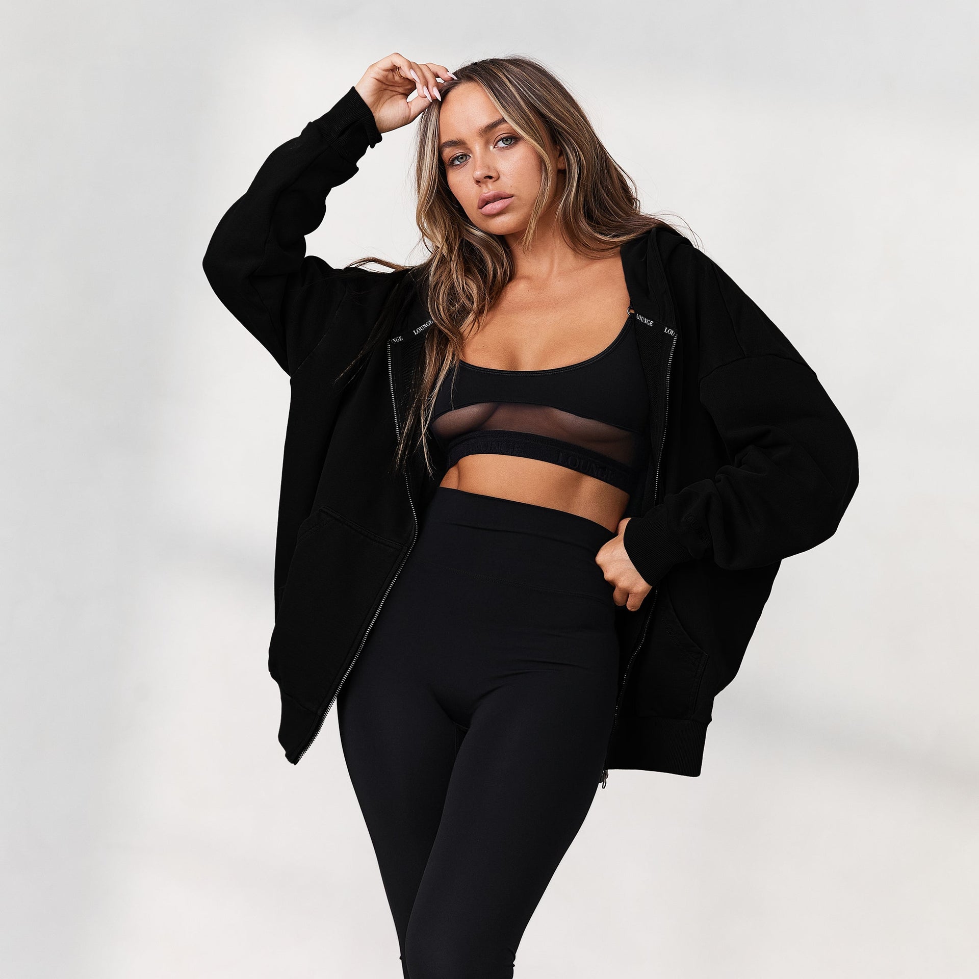 Lounge Drawstring Hoodie - Black