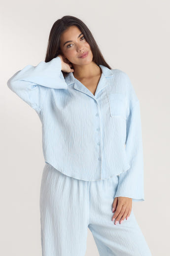 Crinkle Pajama Shirt - Blue