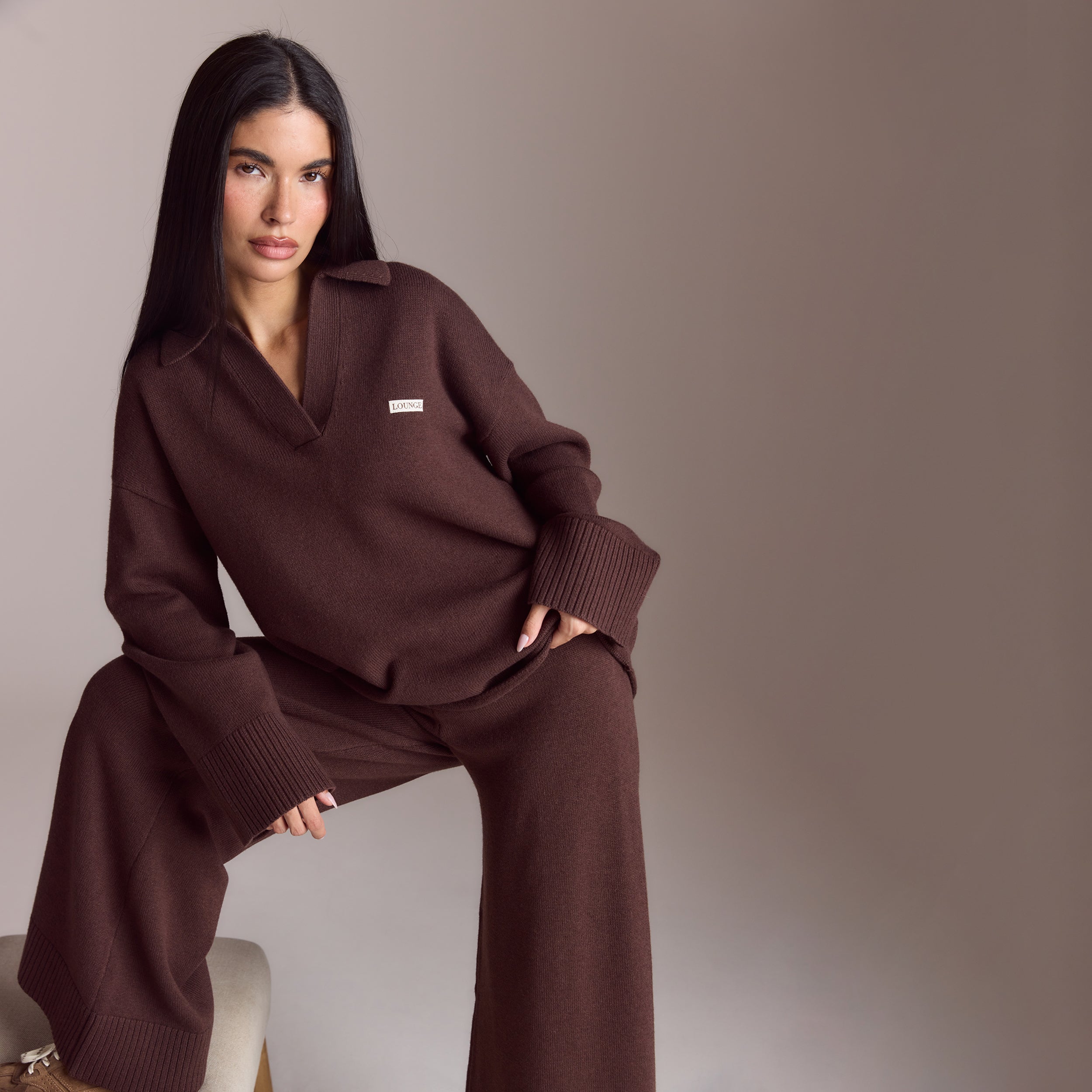 Half Placket Knitted Jumper | Half Placket Knitted Jumper - Chocolate