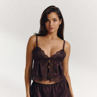 Satin Cami Pajama Top - Chocolate