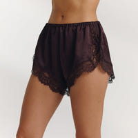 Satin Pajama Shorts - Chocolate