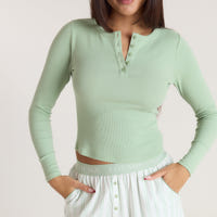 Mistletoe Henley Pajama Top - Sage