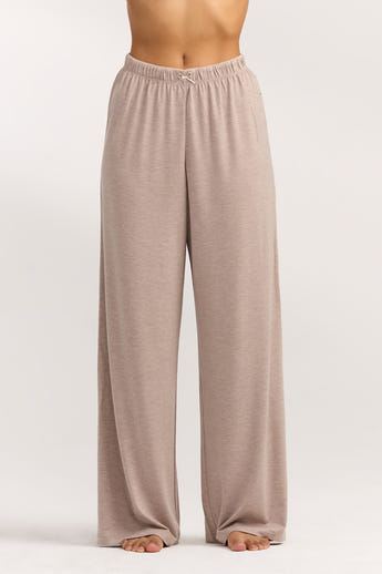 Modal Straight-Leg Pajama Pants - Brown Marl