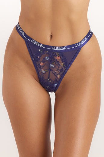 Printed Entice Thong - Navy Floral