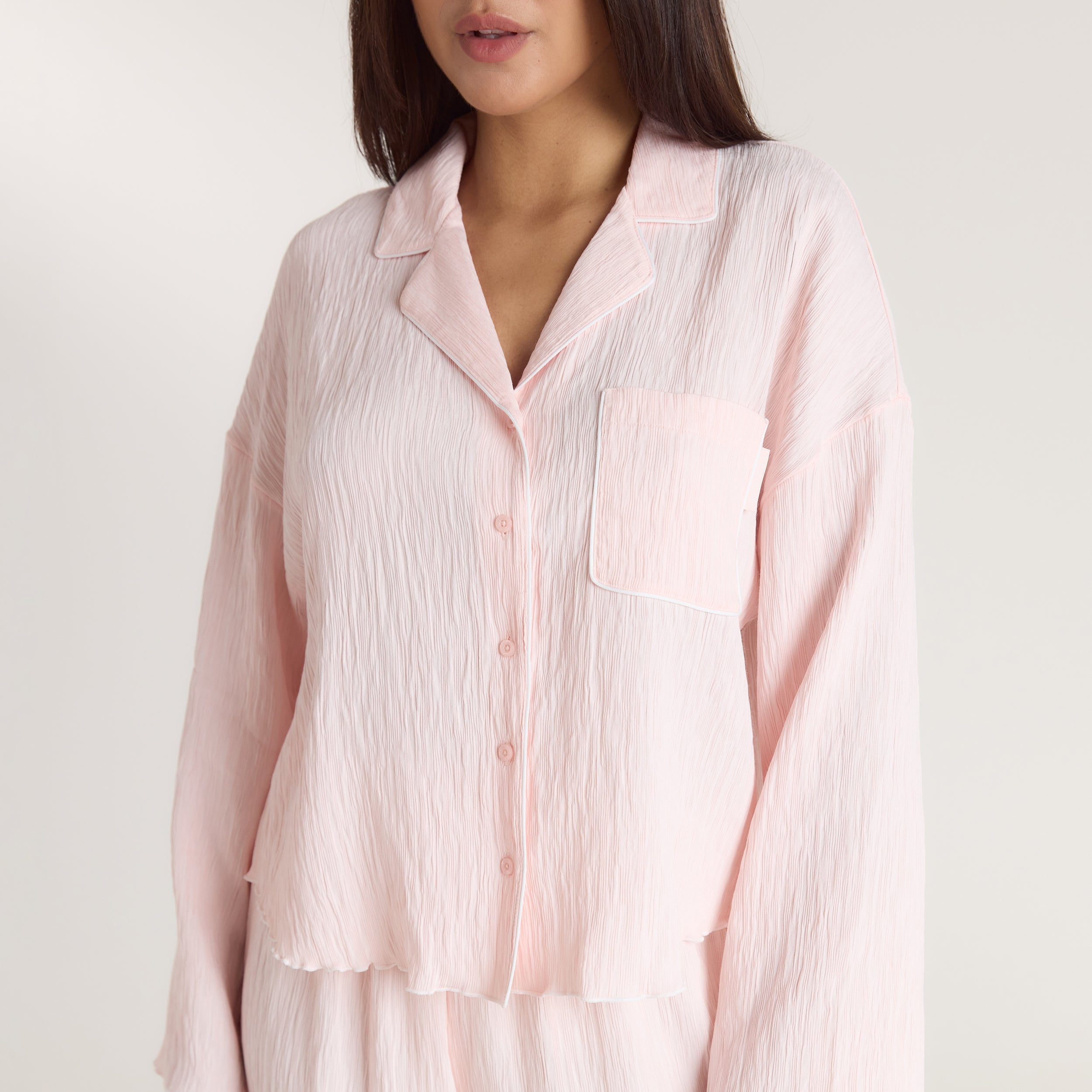 Crinkle Pajama Shirt - Pink