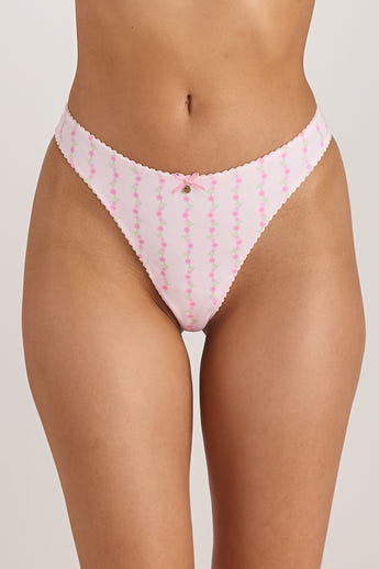 Cotton Kisses Thongs (3-Pack) - Pink Print alternate