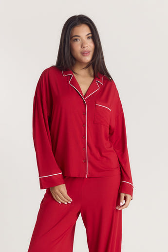 Alpine Dreams Pajama Shirt - Red