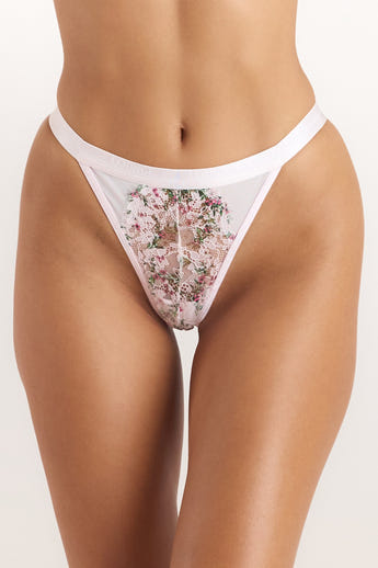 Printed Entice Thong - Soft Pink Floral
