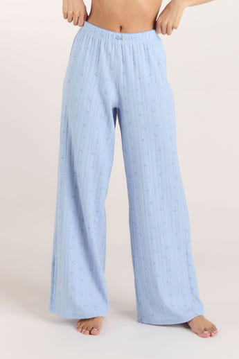 Pointelle Pajama Pants - Blue Floral