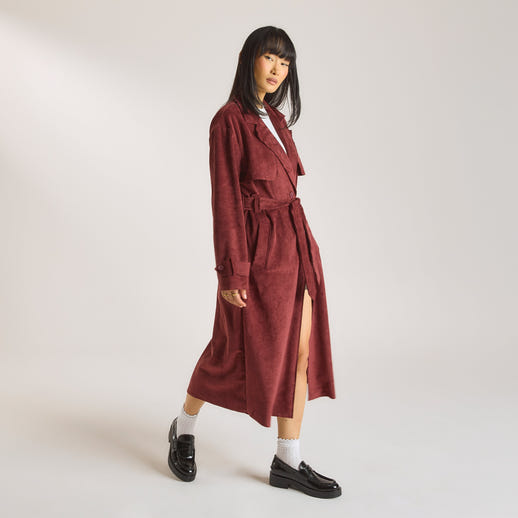 Suedette Trench Coat - Burgundy alternate