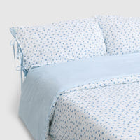 Bloom & Stripe Reversible Duvet Cover - Blue Floral Print