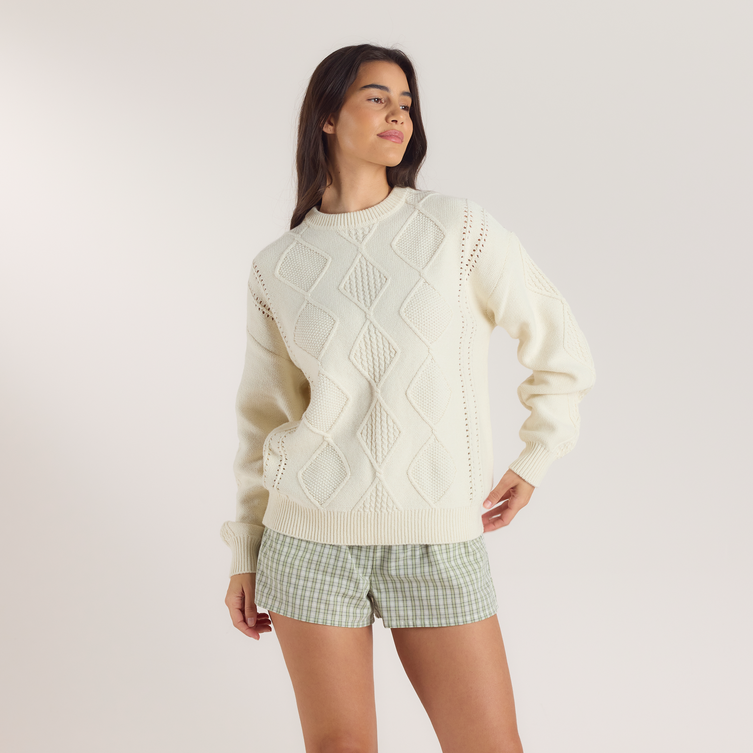 Cable-Knit Sweater - Cream