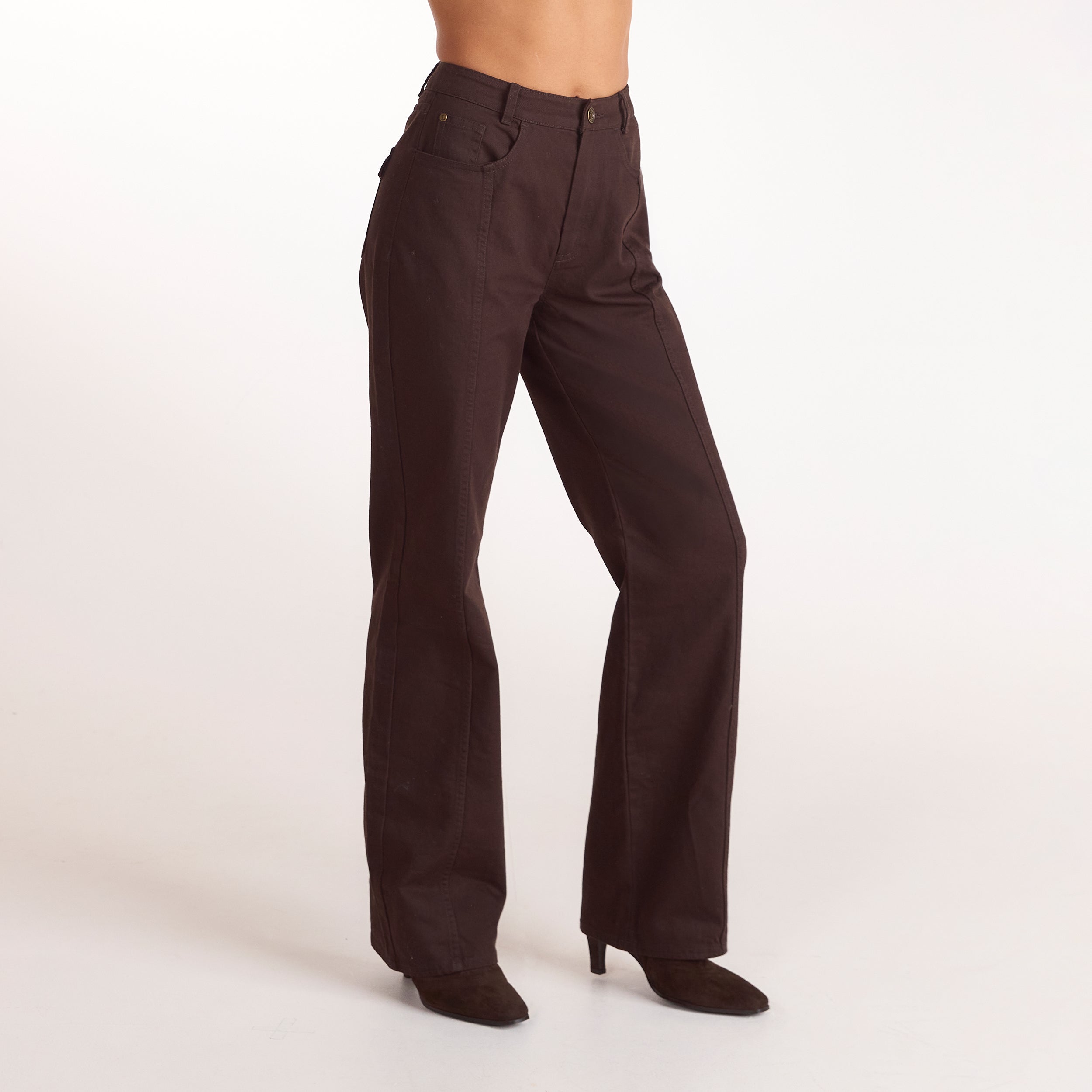 Denim Straight-Leg Jeans - Chocolate
