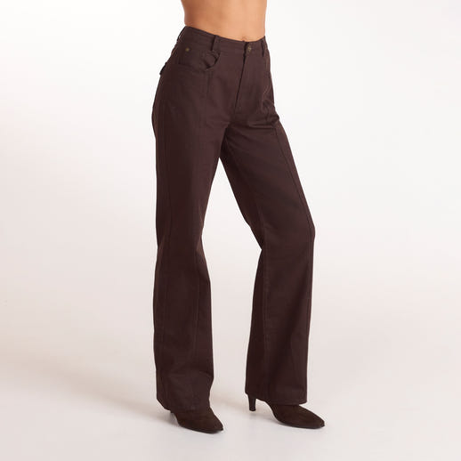 Denim Straight-Leg Jeans - Chocolate