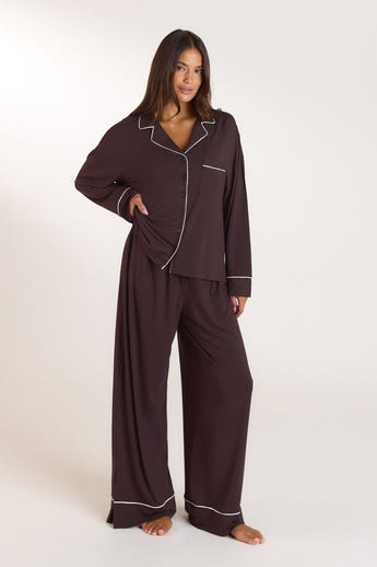 Modal Pajama Shirt - Dark Chocolate alternate
