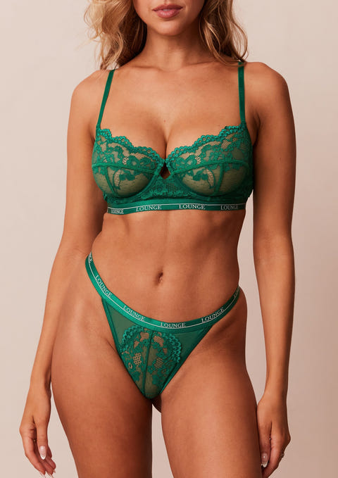 Vogue Balcony Bra & Thong/Briefs Set - Emerald – Lounge Underwear
