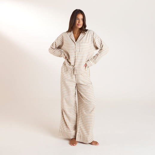 Gingham Pajama Pants - Beige alternate