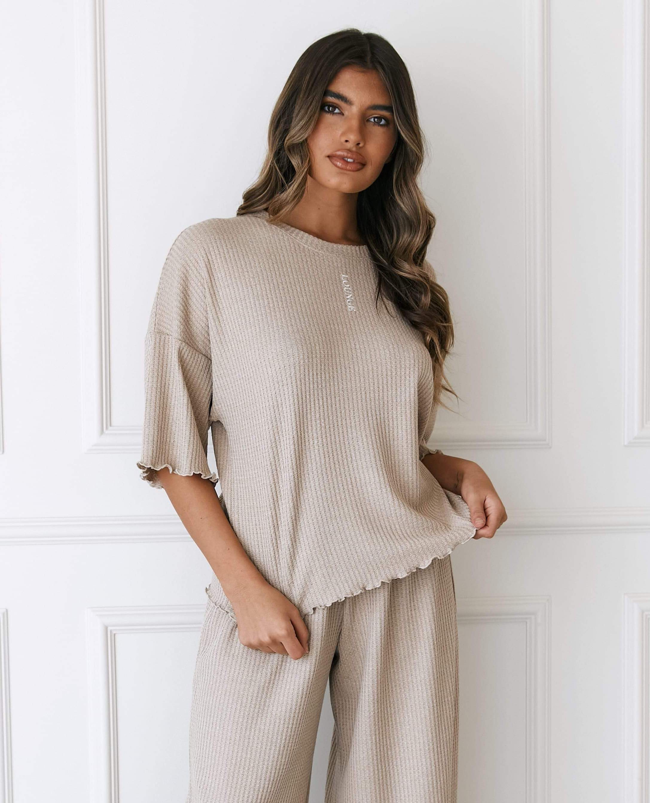 Soft Waffle Pajama Top Mink