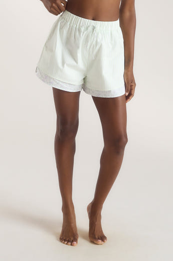 Bloom & Stripe Pajama Shorts - Sage