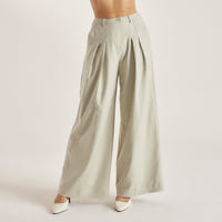 Woven Wide-Leg Pants - Sage