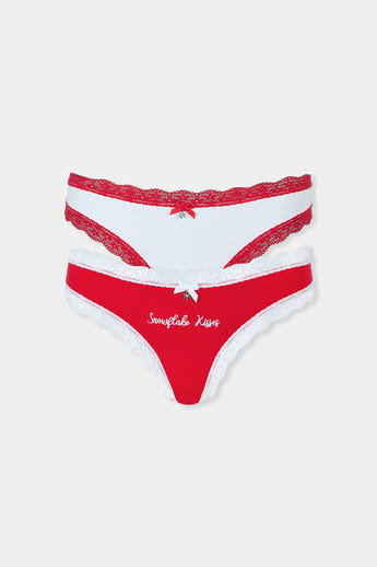 Snowflake Thongs (2-Pack) - Red/White