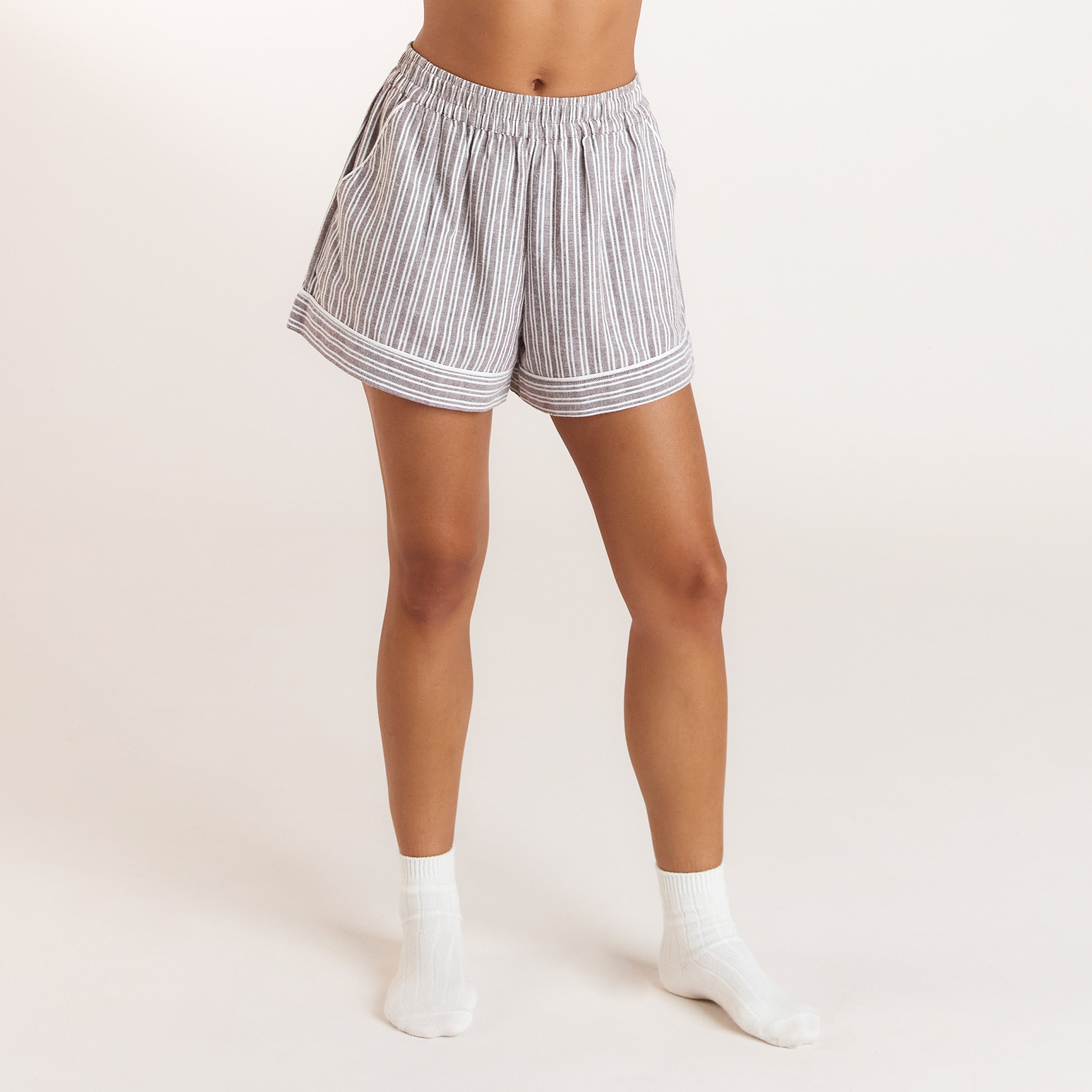 Stripe Pajama Shorts - Chocolate