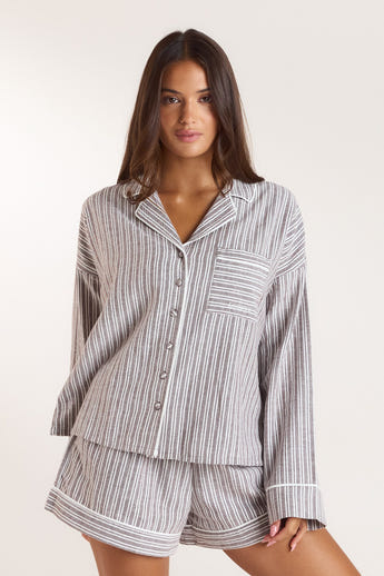 Stripe Pajama Shirt - Chocolate