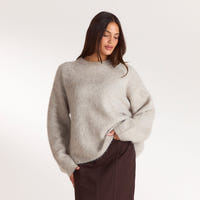 Fluffy Knitted Jumper - Warm Gray