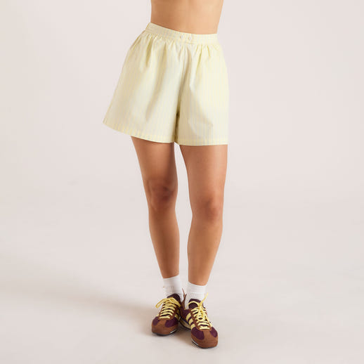 Striped Cotton Shorts - Yellow