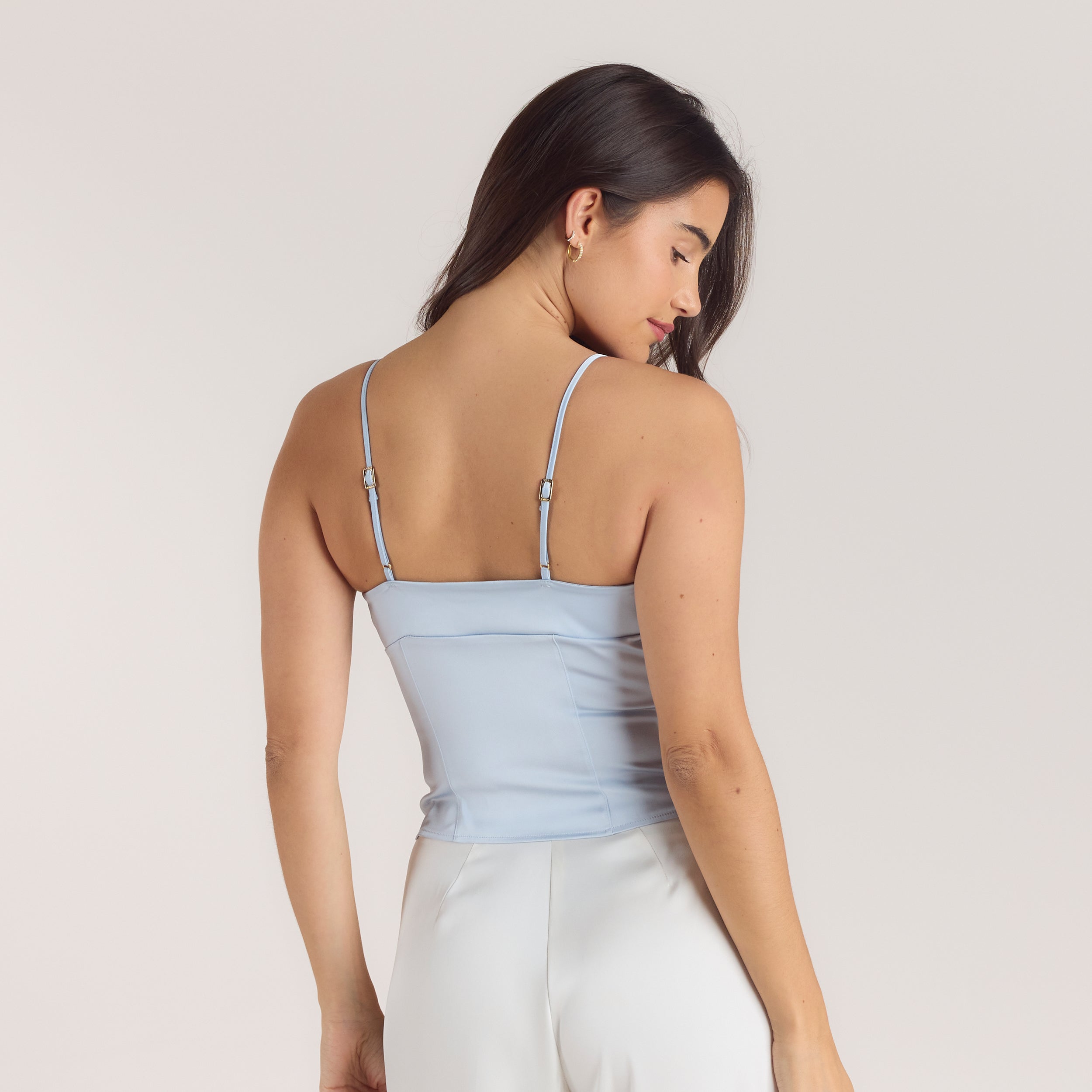 Satin Cowl Neck Cami Top | Satin Cowl Neck Cami Top - Blue