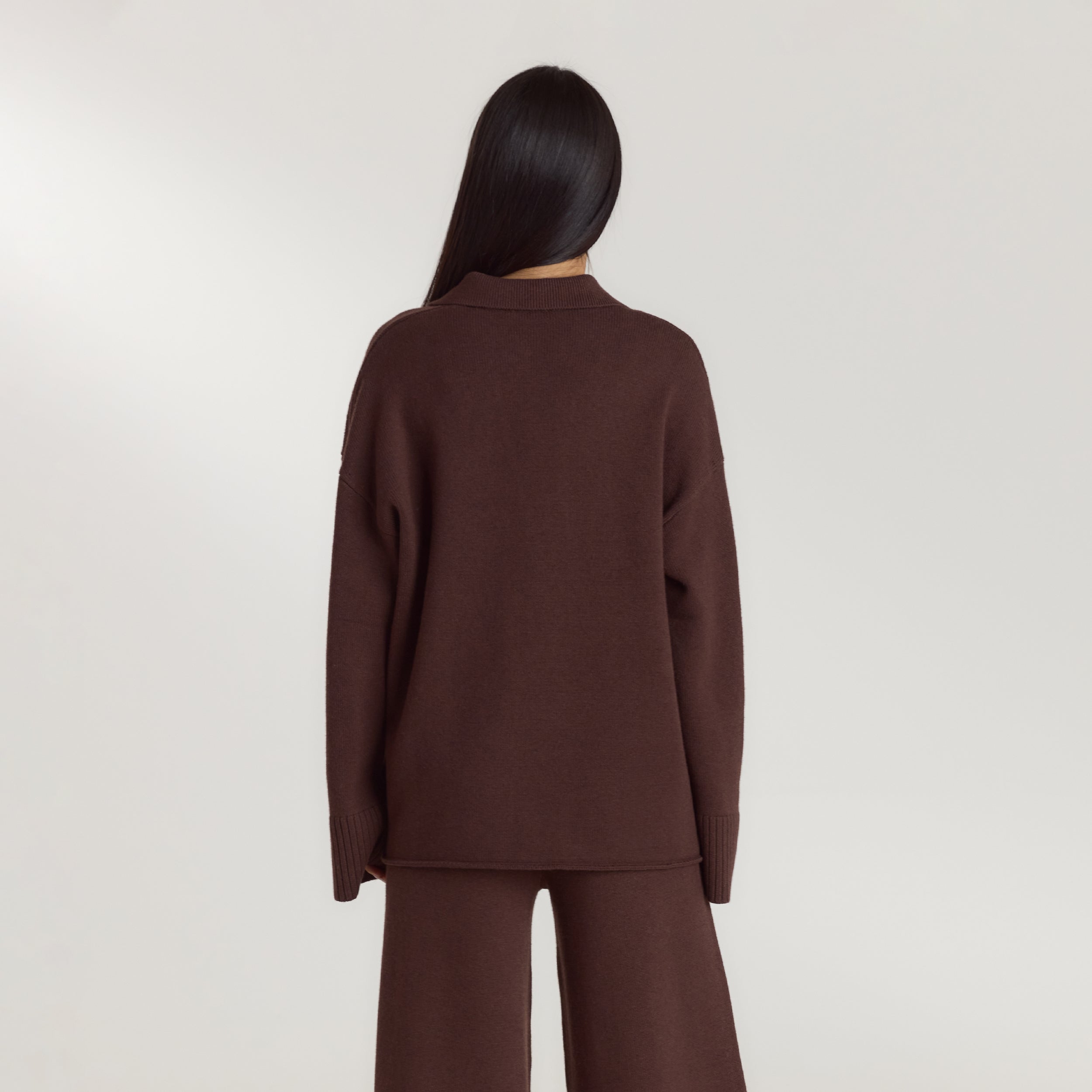 Half Placket Knitted Jumper | Half Placket Knitted Jumper - Chocolate