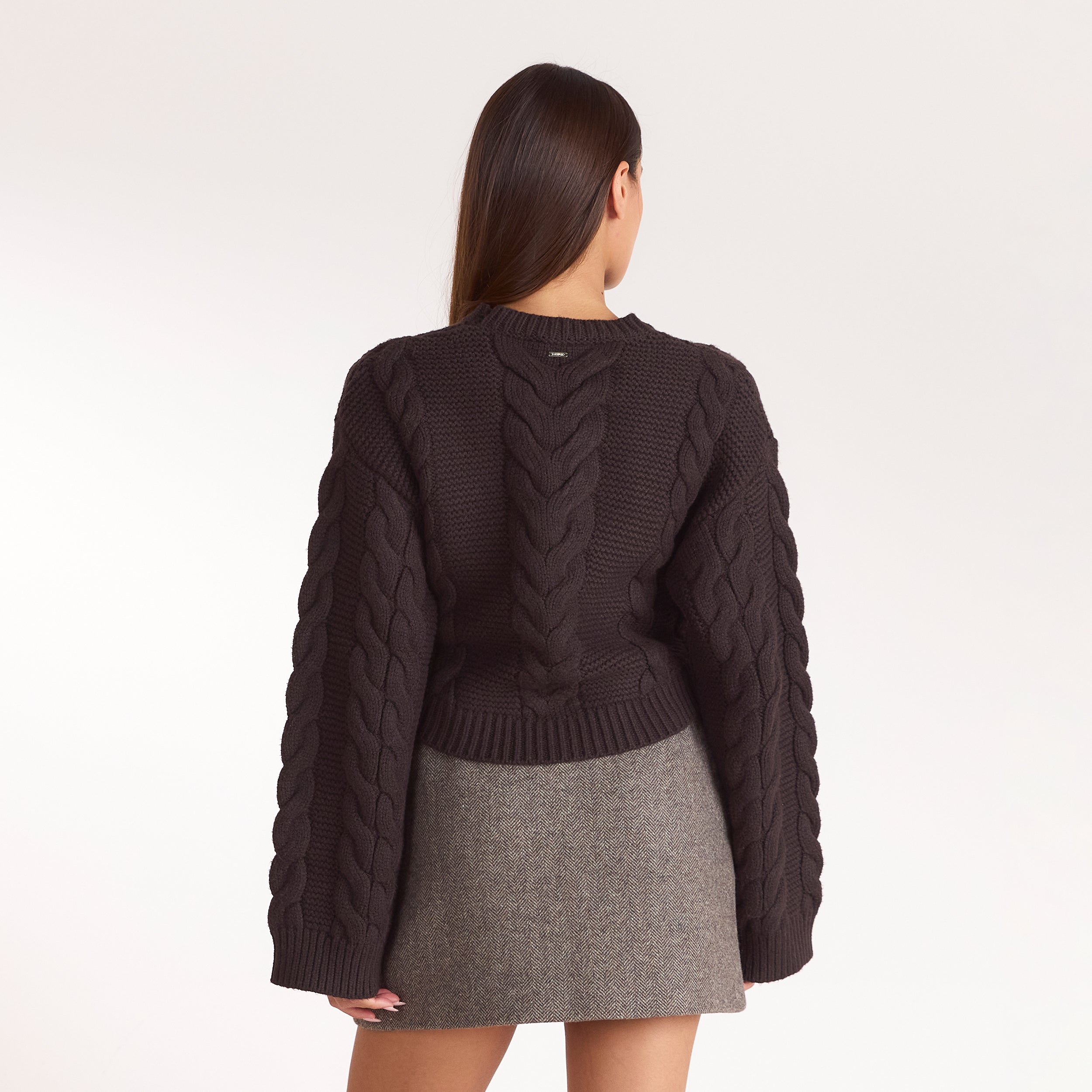 Cropped Cable-Knit Jumper | Cropped Cable-Knit Jumper - Dark Chocolate