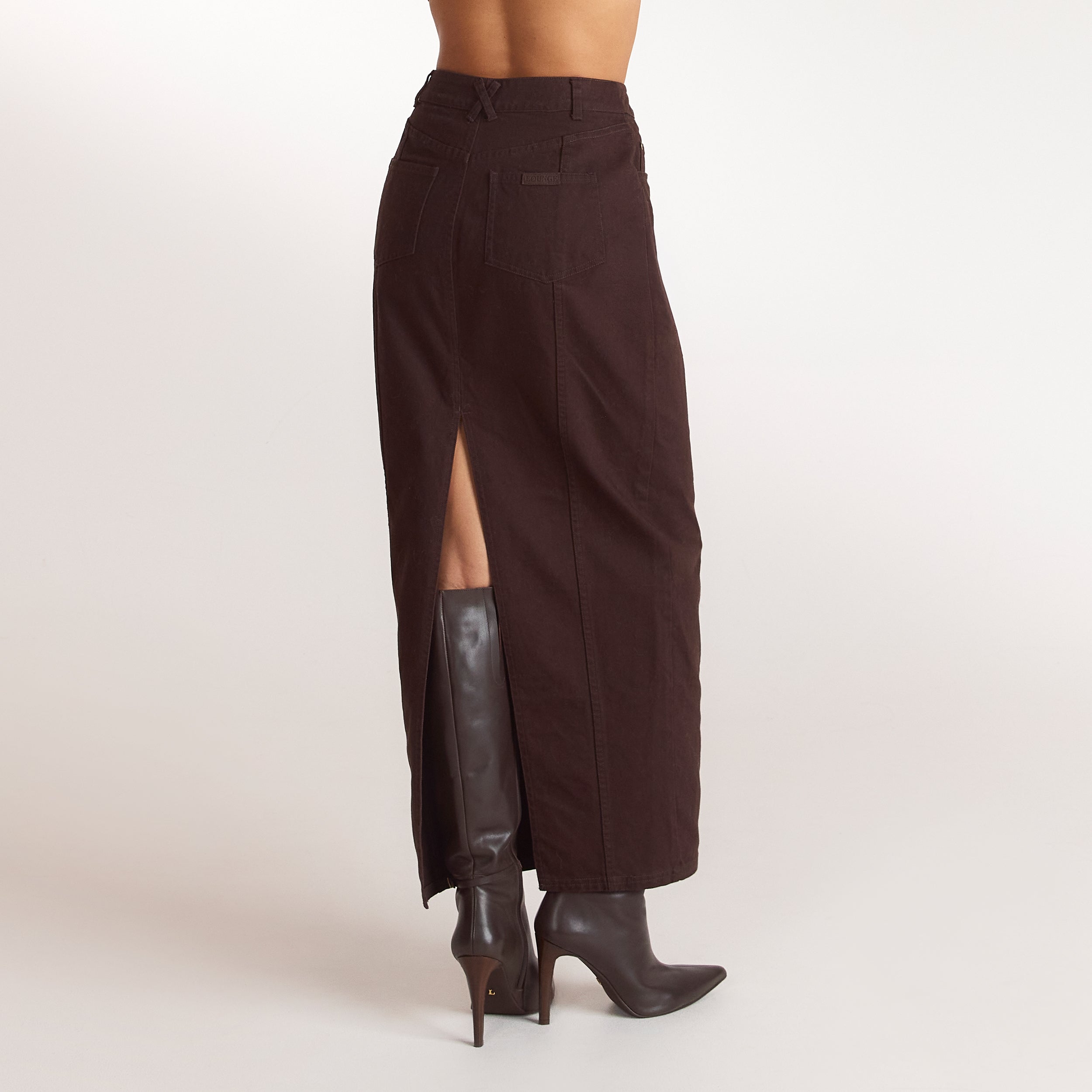 Denim Column Maxi Skirt | Denim Column Maxi Skirt - Chocolate