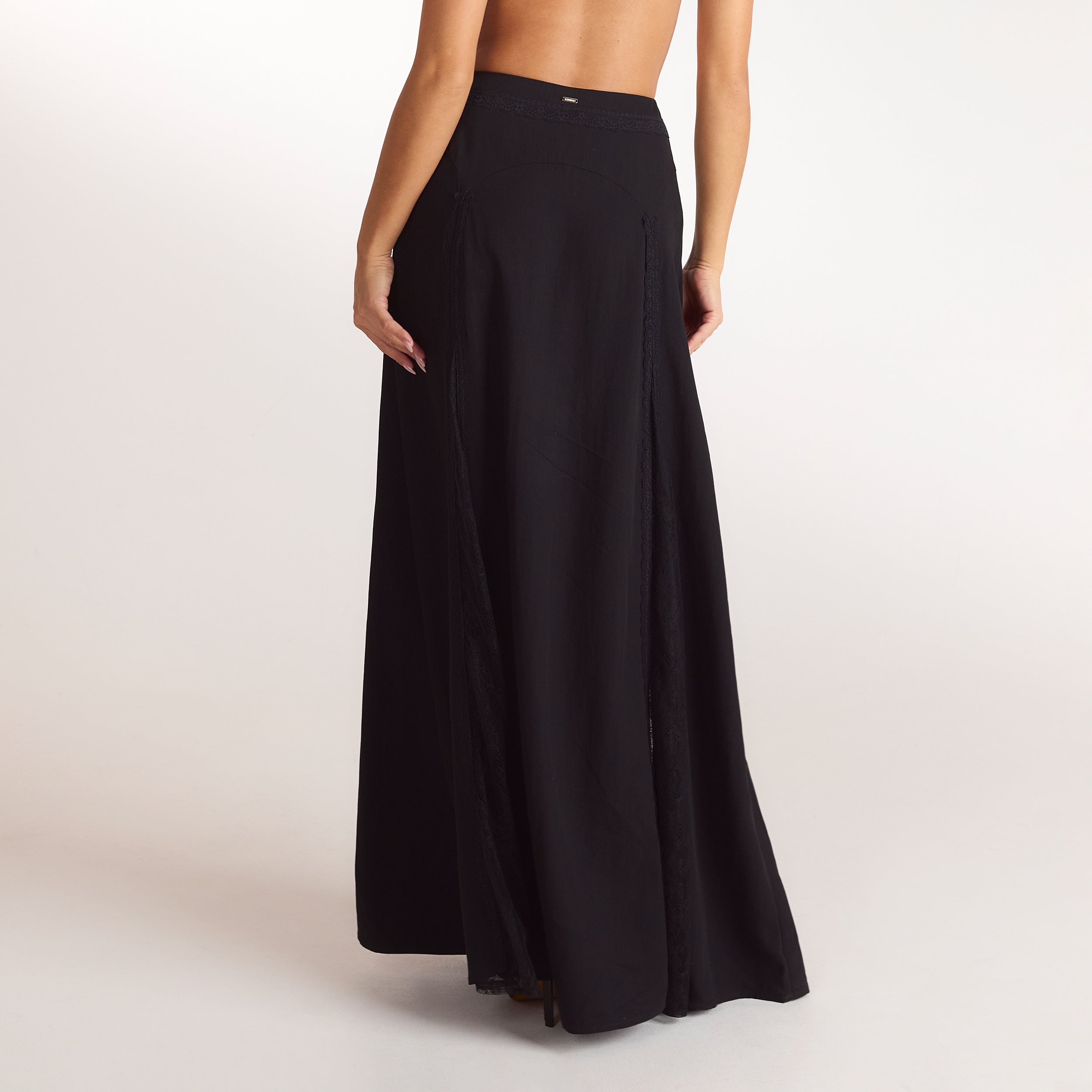Lace Panel Maxi Skirt | Lace Panel Maxi Skirt - Black
