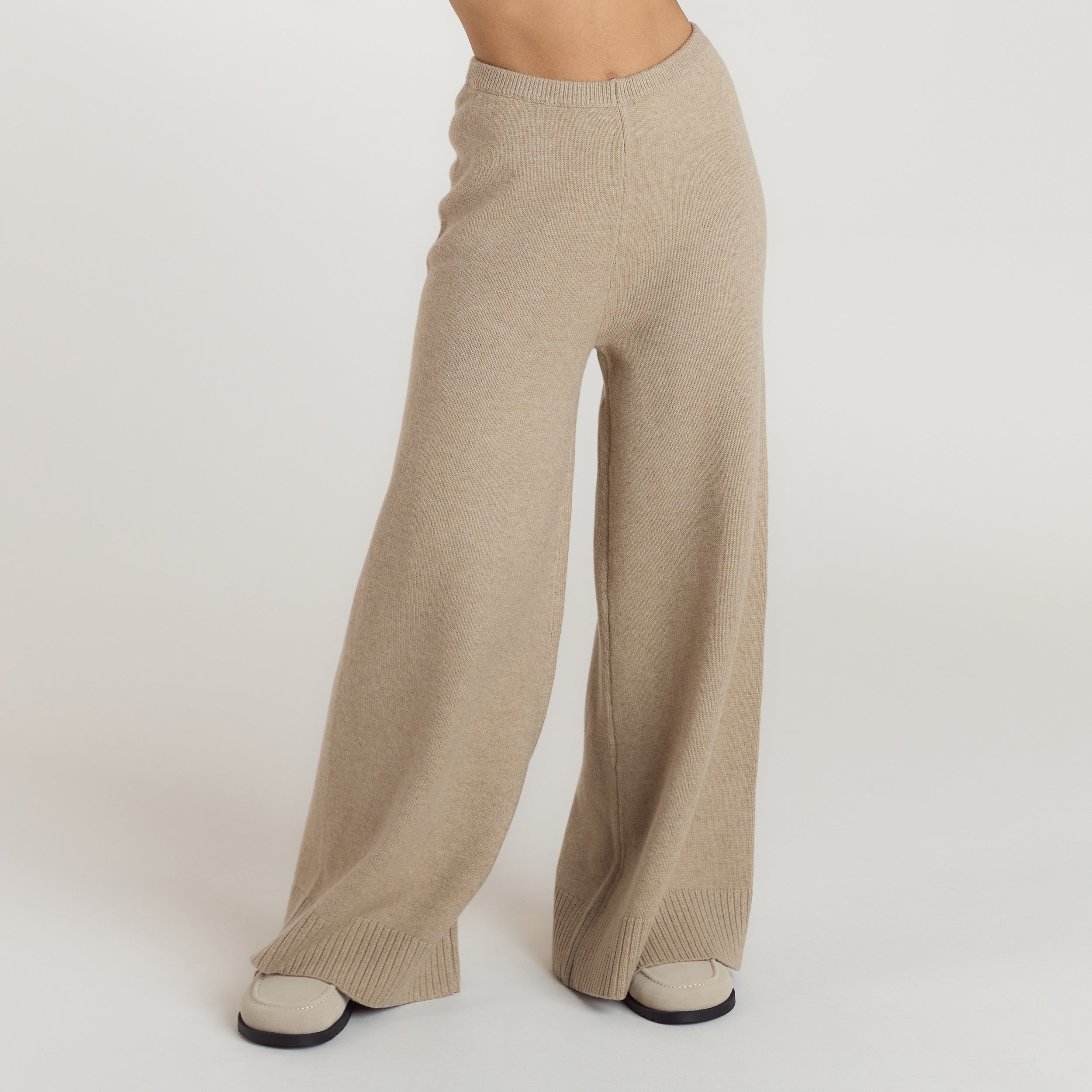 Ribbed Hem Knitted Pants | Ribbed Hem Knitted Pants - Mink