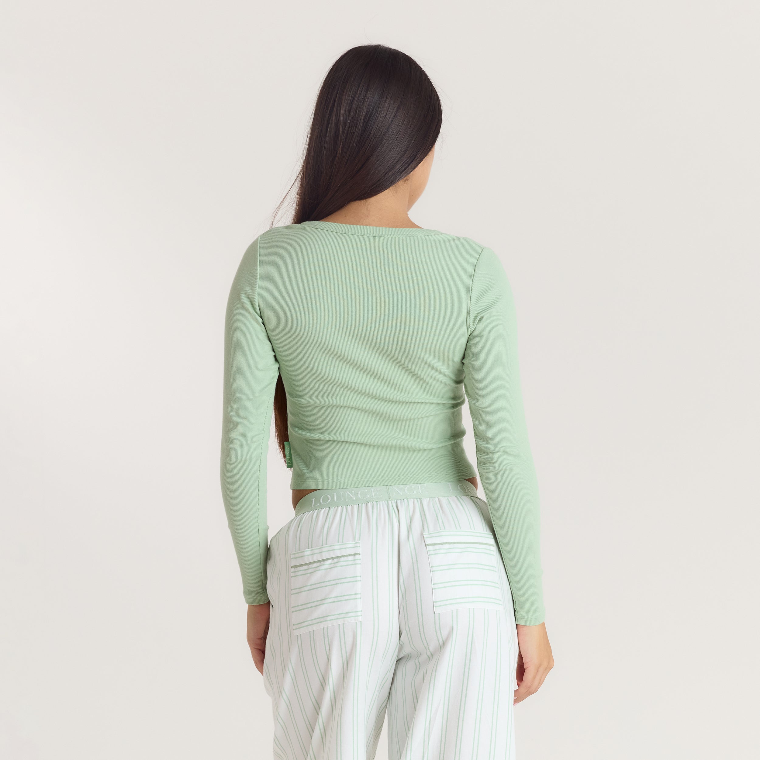 Mistletoe Henley Pajama Top - Sage alternate