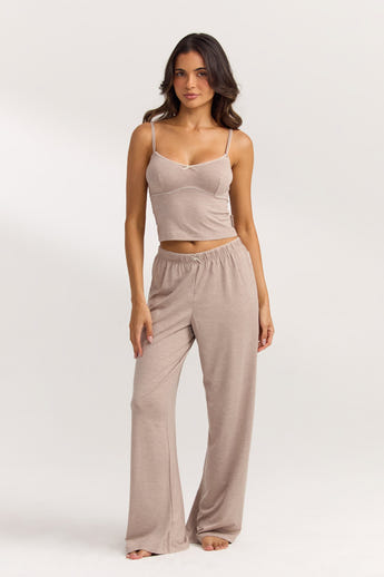 Modal Straight-Leg Pajama Pants - Brown Marl alternate
