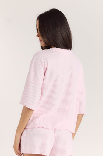 Soft Waffle Pajama Top - Pink alternate