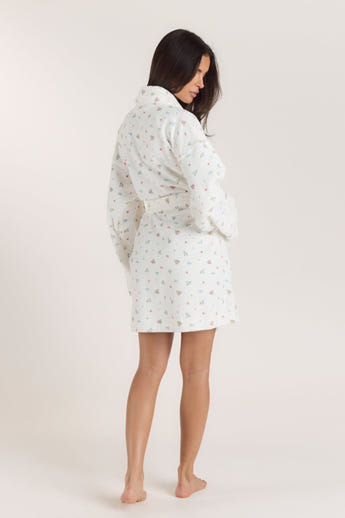 Towelling Bathrobe - White Print alternate
