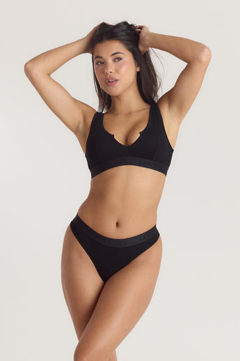 Soft Ribbed Push-Up Bralette - Black alternate
