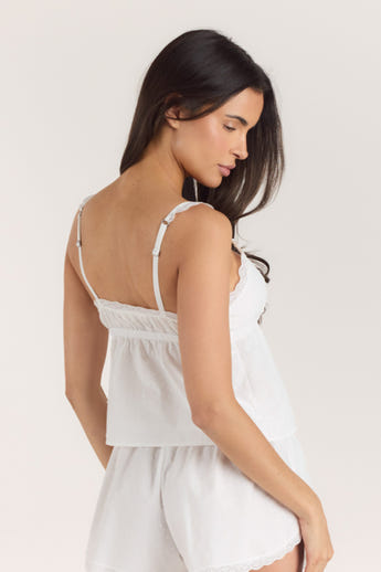 Cotton Cami Pajama Top - White alternate