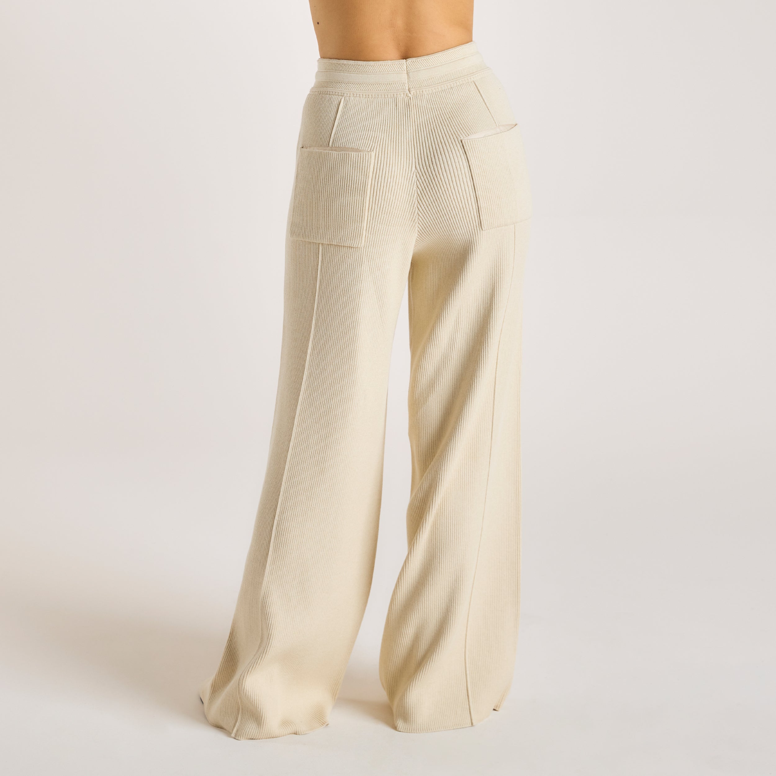 Wide Leg Knitted Pants  | Wide Leg Knitted Pants - Cream