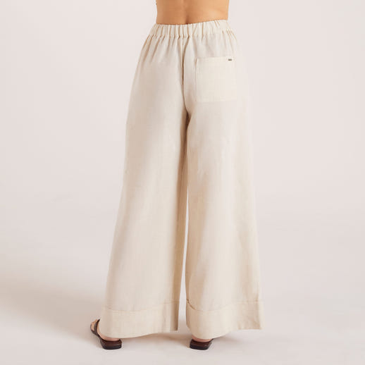 Linen Blend Wide-Leg Pants - Cream alternate