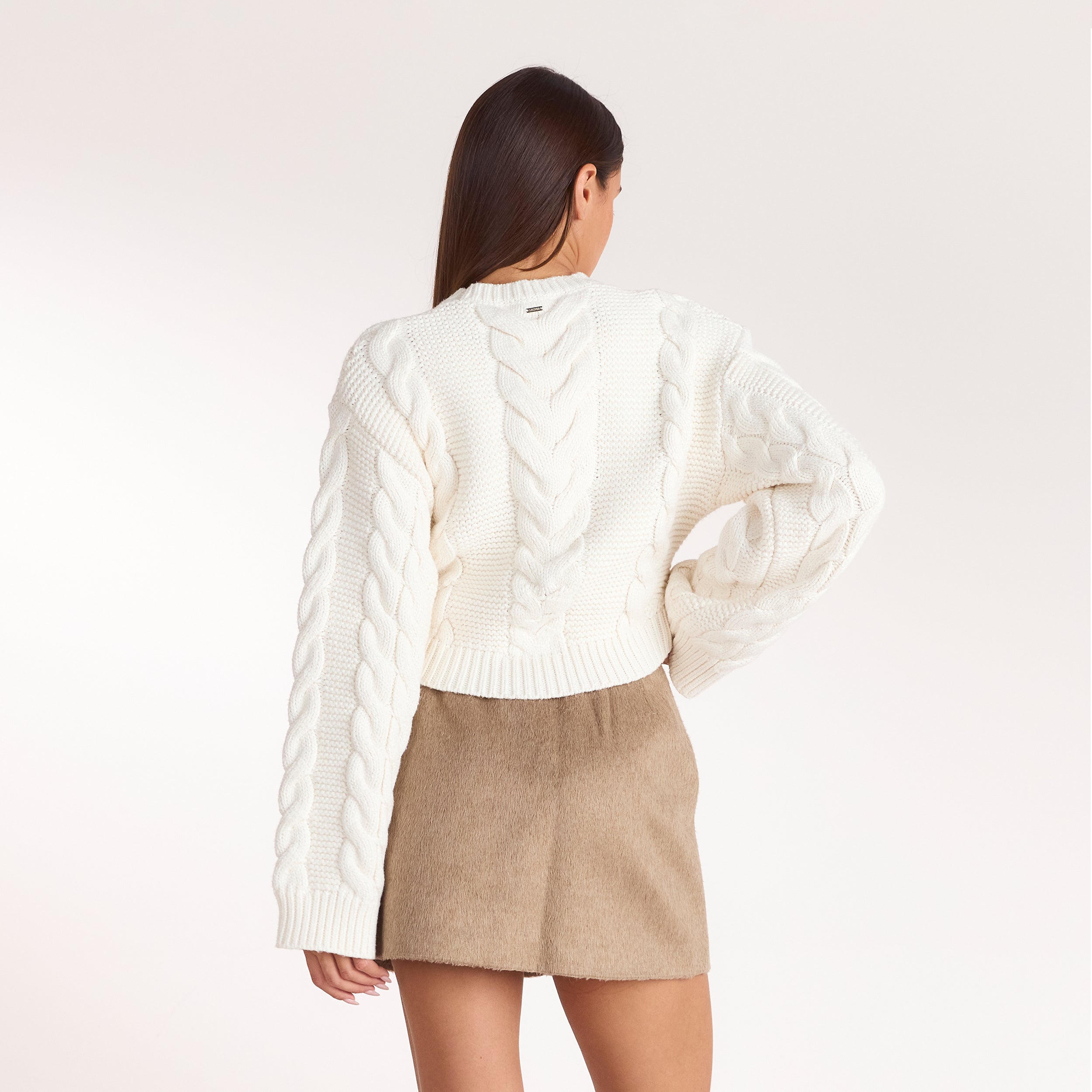 Cropped Cable-Knit Jumper | Cropped Cable-Knit Jumper - Cream