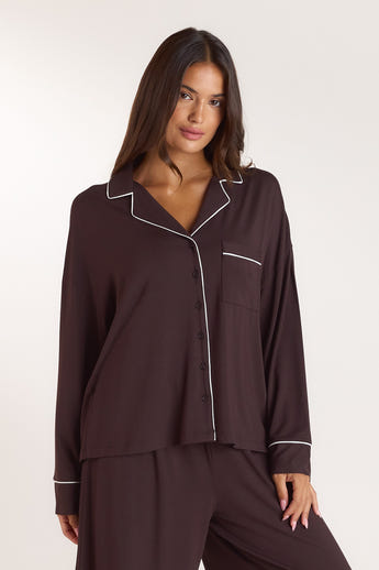 Modal Pajama Shirt - Dark Chocolate
