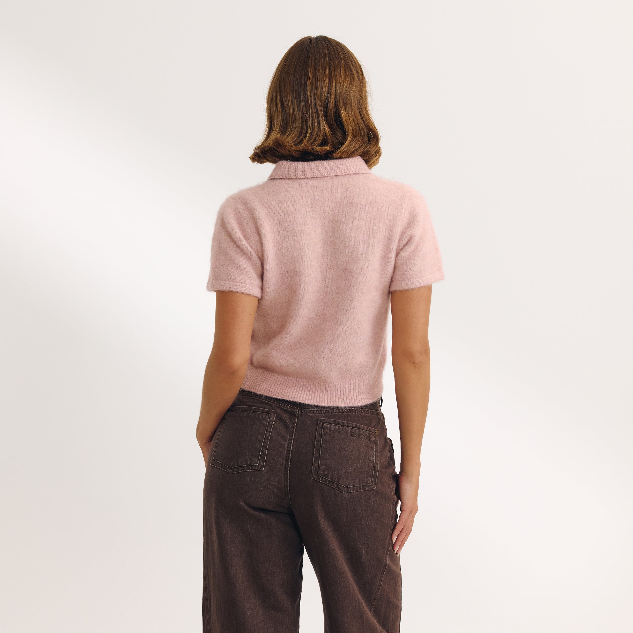 Knitted Polo Top | Knitted Polo Top - Pink
