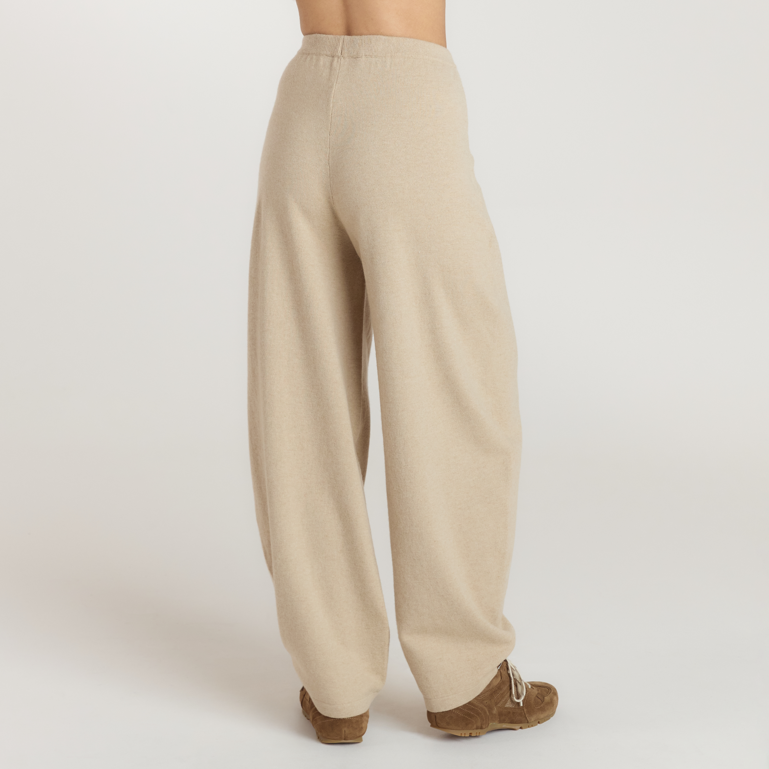 Barrel Leg Knitted Joggers | Barrel Leg Knitted Joggers - Oatmeal Marl